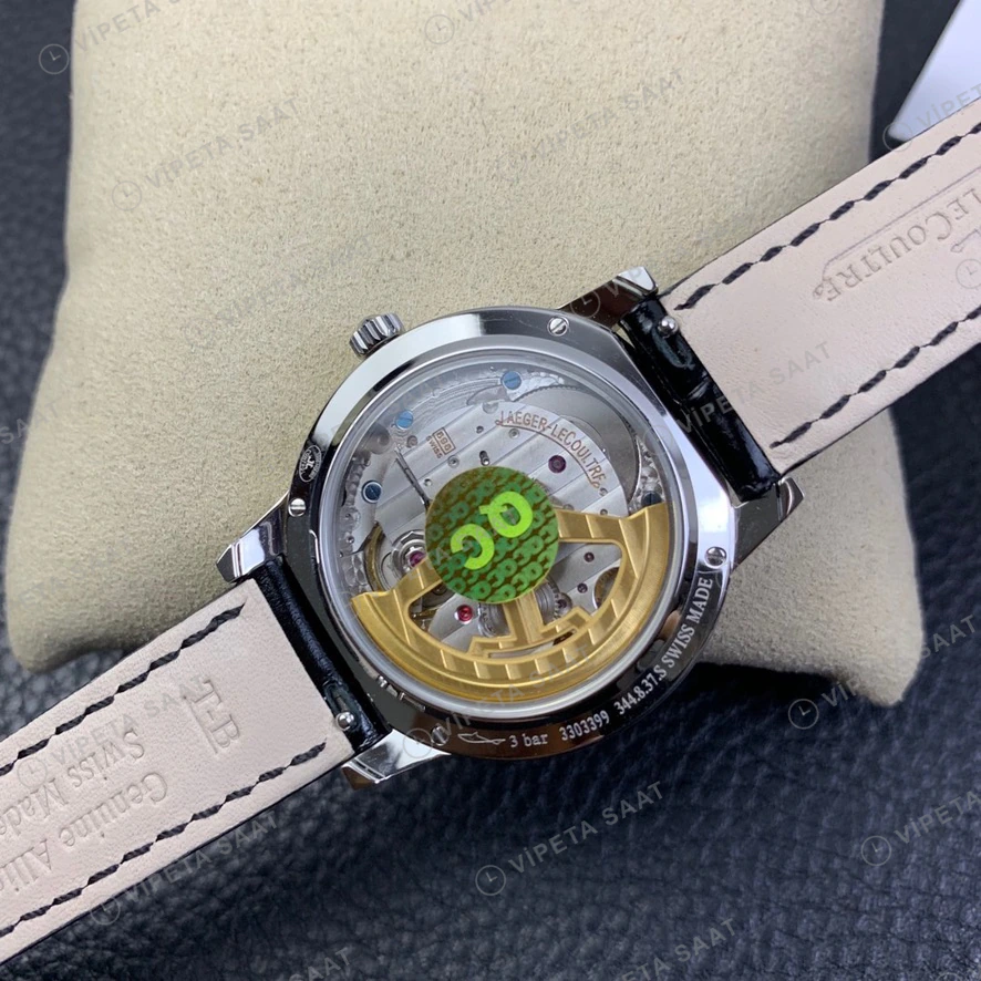 Jaeger-LeCoultre Rendez-Vous Beyaz Kadran Baget Bezel Siyah Deri Kordon Super Clone Eta Eta Saat detay 4
