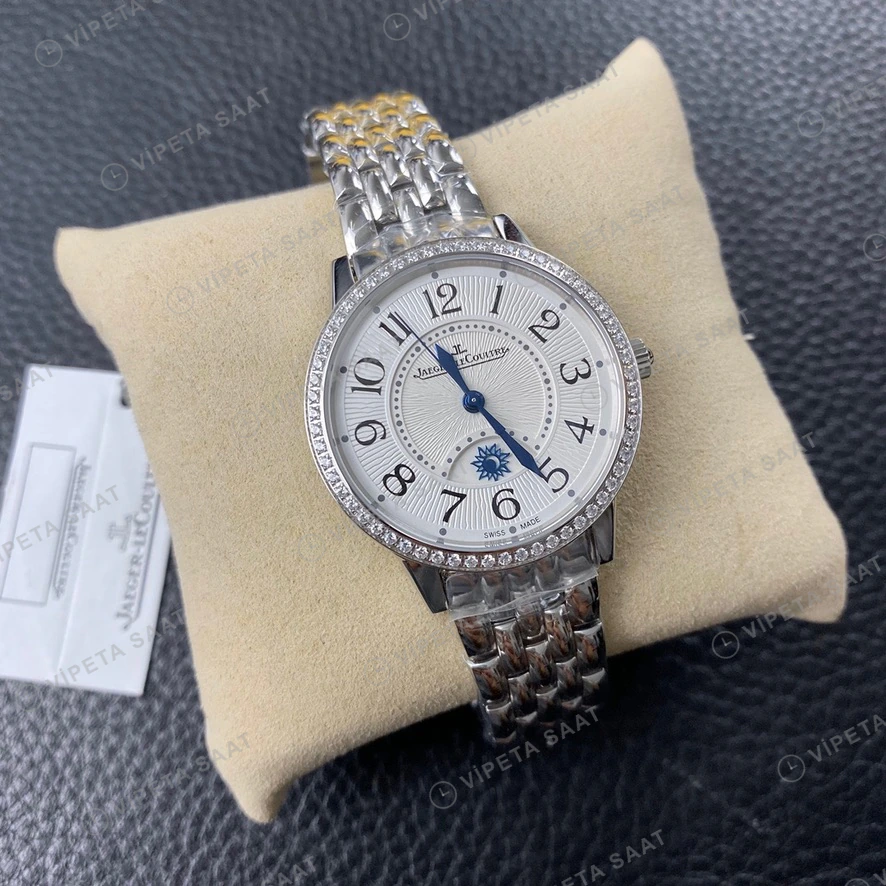 Jaeger-LeCoultre Rendez-Vous Celik Kasa Baget Bezel Gumus Kadran Celik Kordon Super Clone Eta Eta Saat detay 8