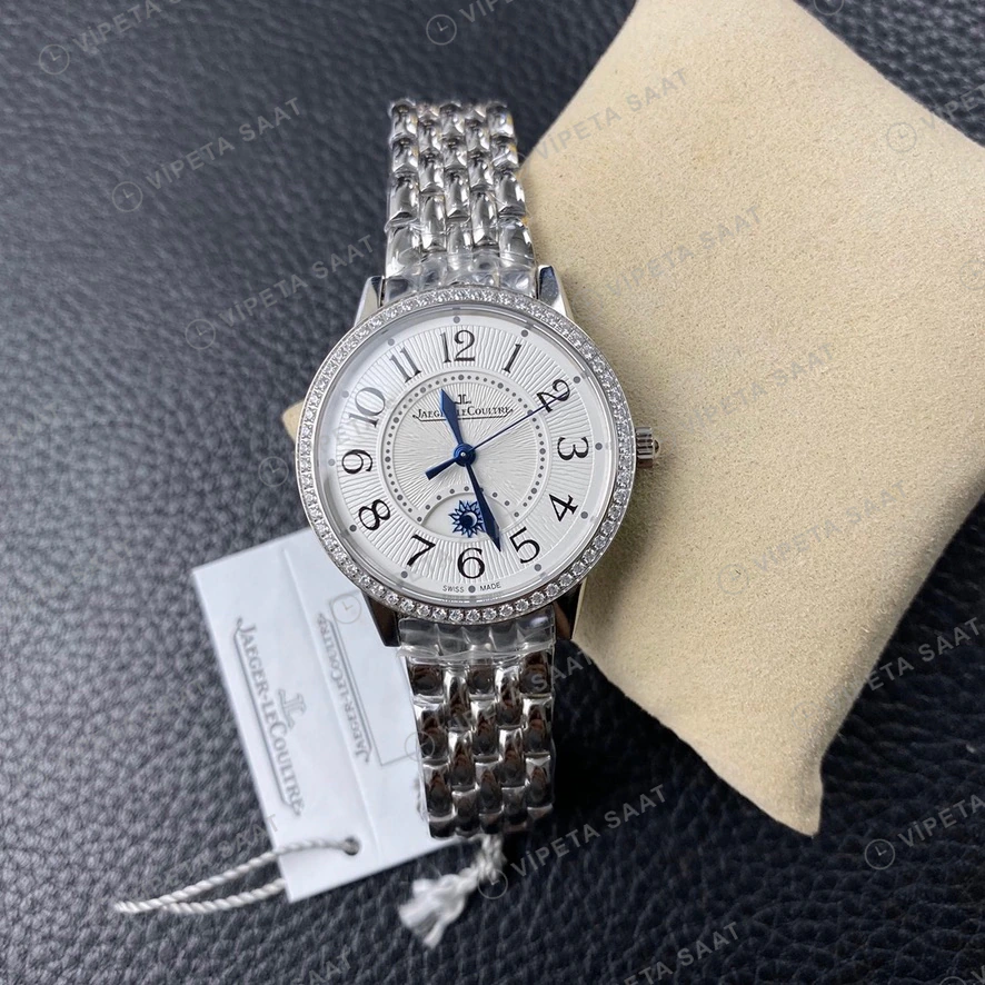 Jaeger-LeCoultre Rendez-Vous Celik Kasa Baget Bezel Gumus Kadran Celik Kordon Super Clone Eta Eta Saat detay 9