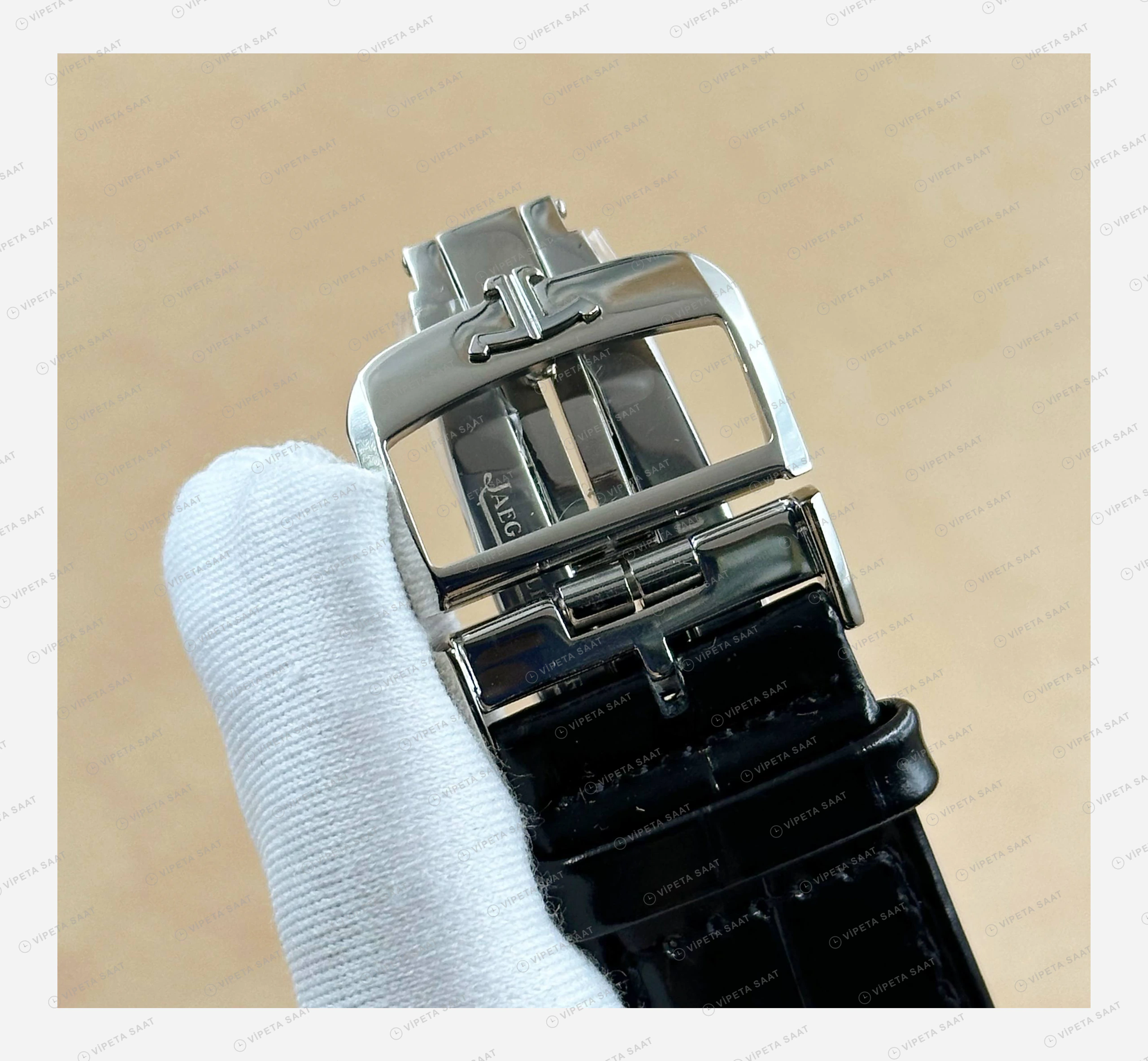Jaeger LeCoultre Reverso Beyaz Kadran Deri Super Clone ETA Eta Saat detay 4