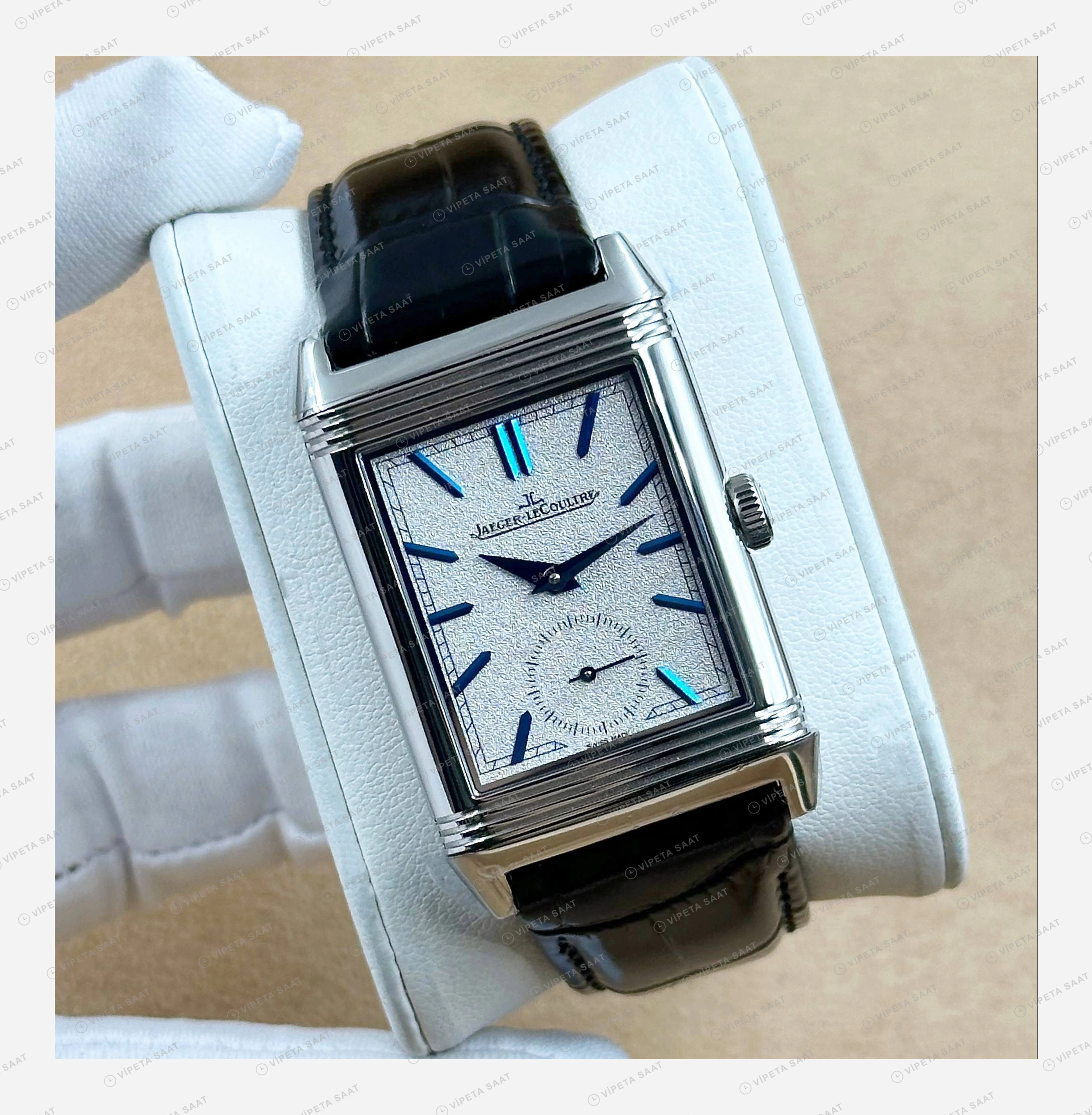 Jaeger LeCoultre Reverso Beyaz Kadran Deri Super Clone ETA Eta Saat detay 6