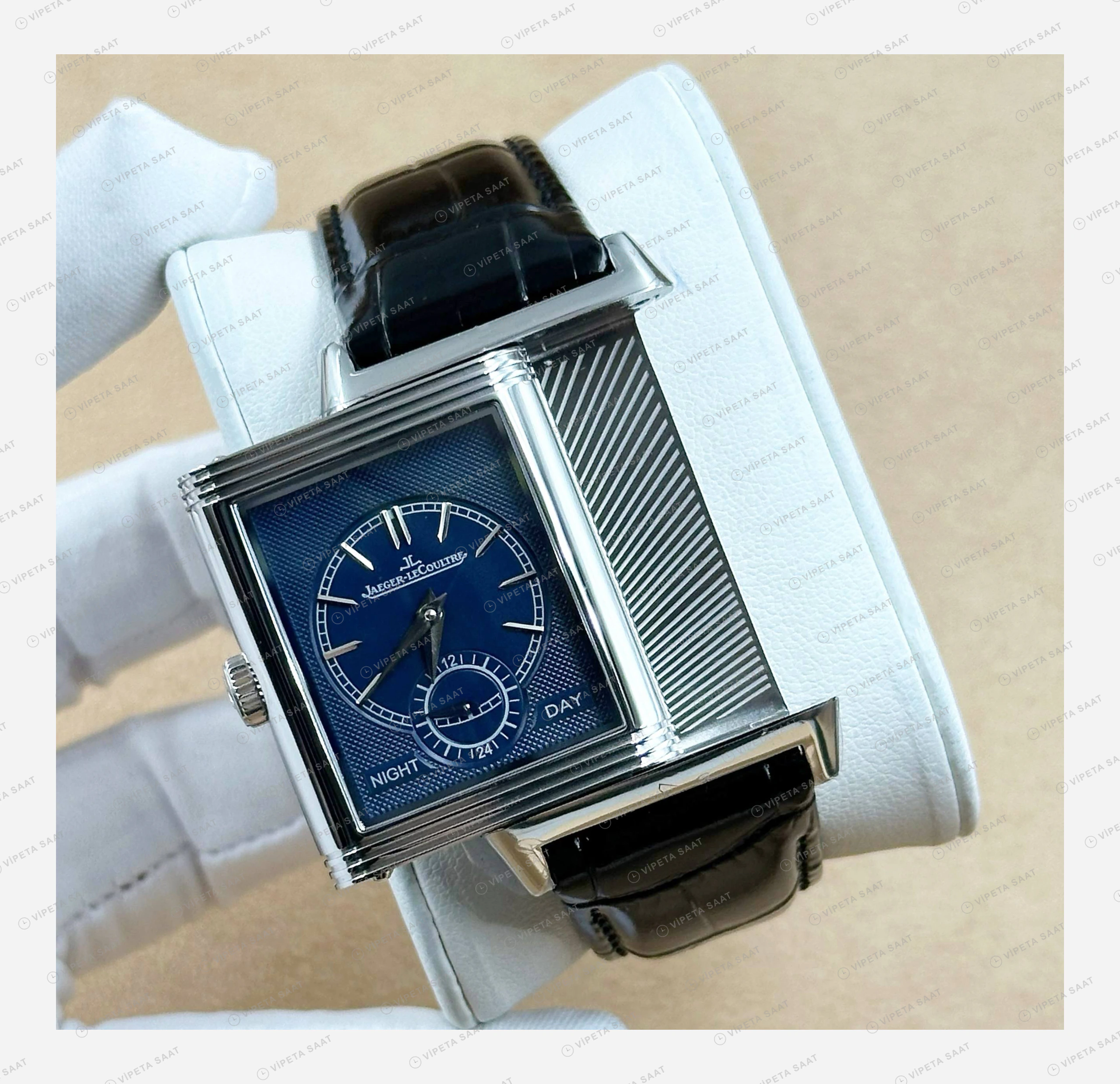Jaeger LeCoultre Reverso Beyaz Kadran Deri Super Clone ETA Eta Saat detay 7