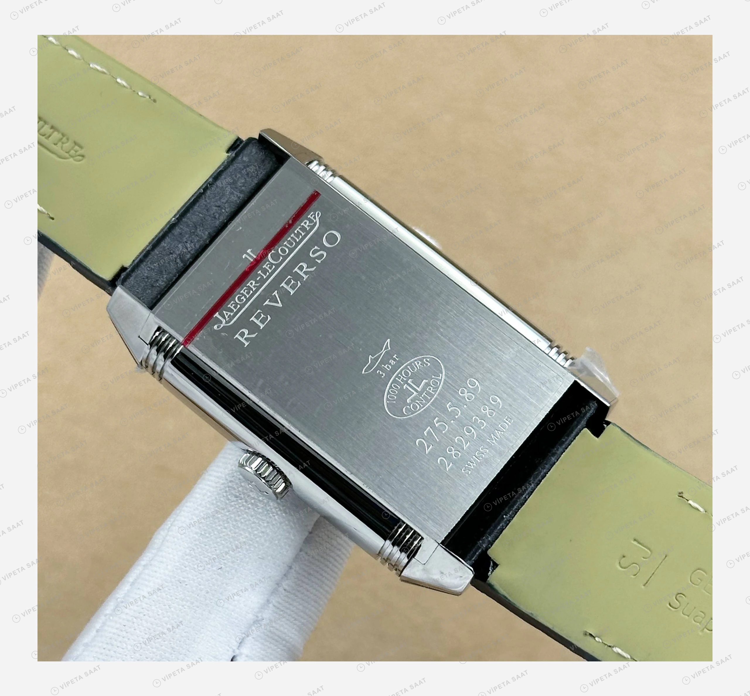 Jaeger LeCoultre Reverso Mavi Kadran Deri Parlak Super Clone ETA Eta Saat detay 7