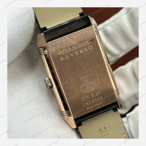 Jaeger LeCoultre Reverso Rose Mavi Kadran Deri Super Clone ETA Eta Saat karşıdan görünüm