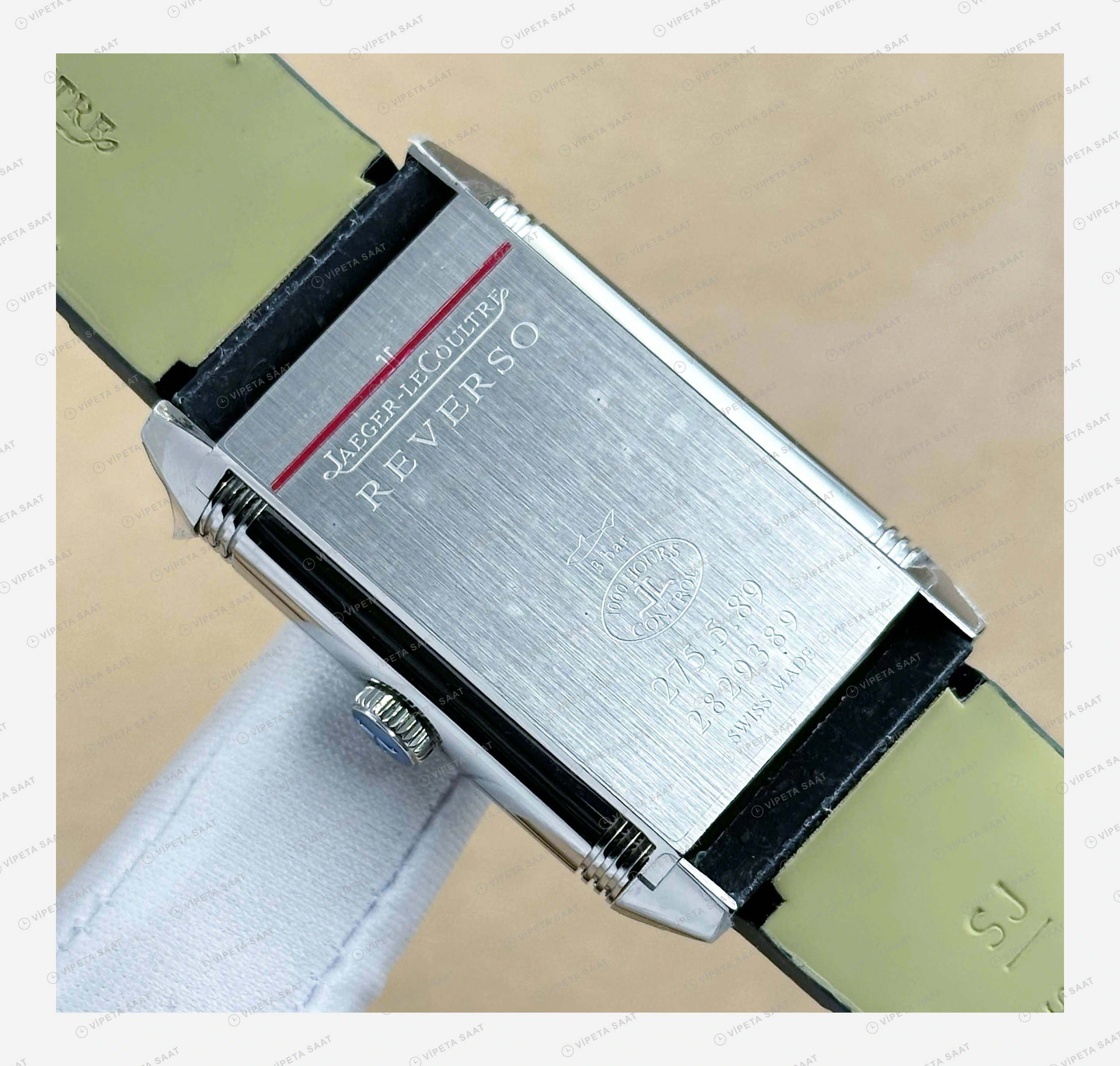Jaeger LeCoultre Reverso Yeşil Kadran Deri Gece Super Clone ETA Eta Saat detay 6