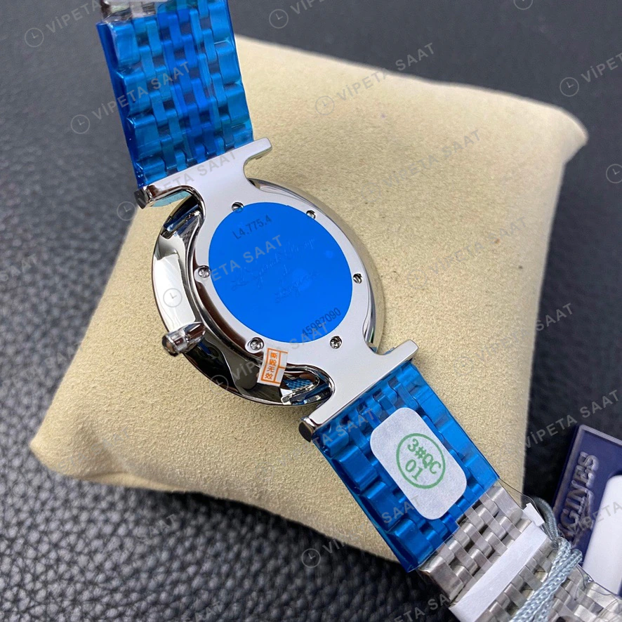 Longines La Grande Classique Celik Beyaz Kadran Mavi Deri Kordon Super Clone Eta Eta Saat detay 5
