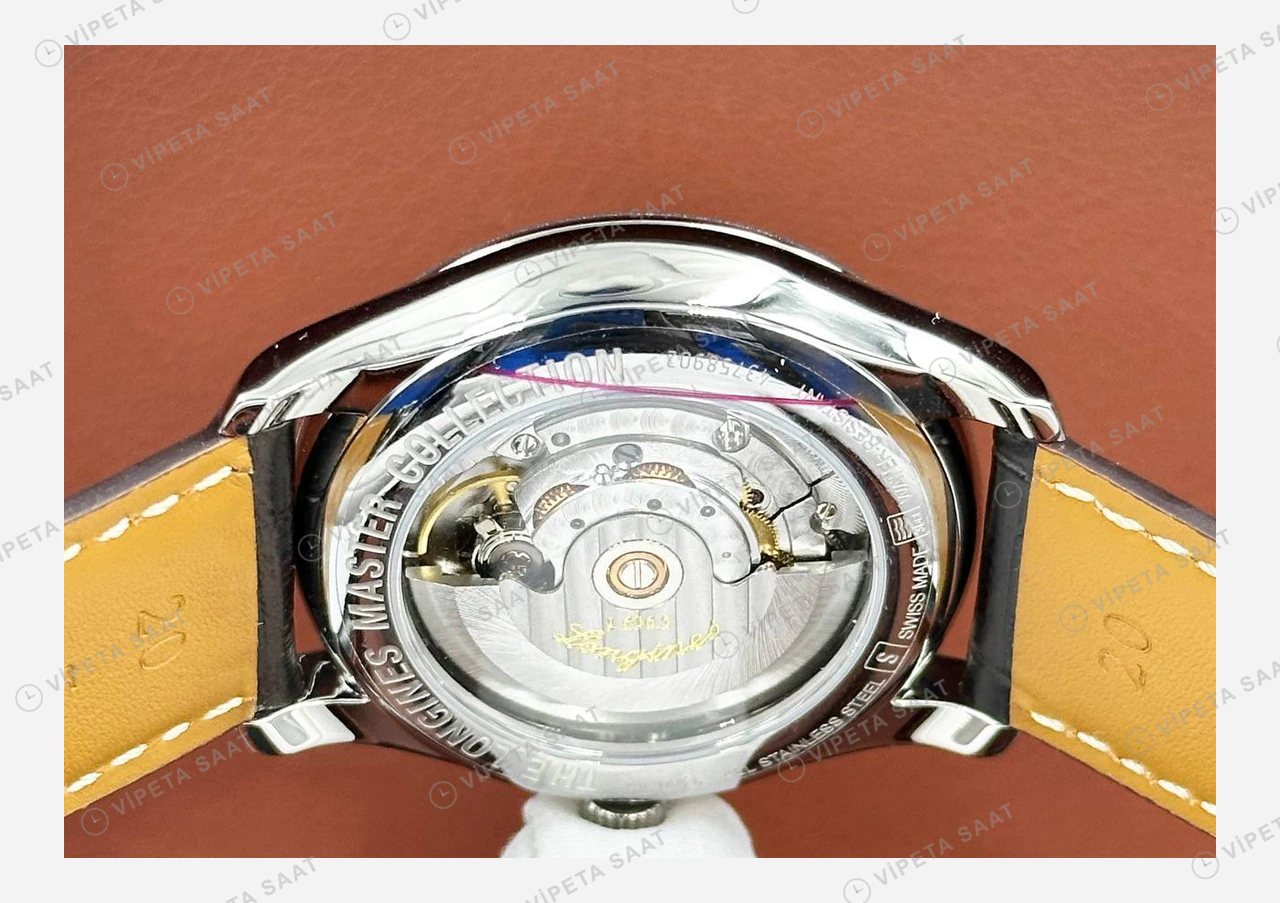 Longines Master Collection Beyaz Arabik Ay Evreli Deri Gündüz Super Clone ETA Eta Saat yan görünüm