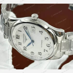 Longines Master Collection Beyaz Arabik Çelik Super Clone ETA Eta Saat karşıdan görünüm