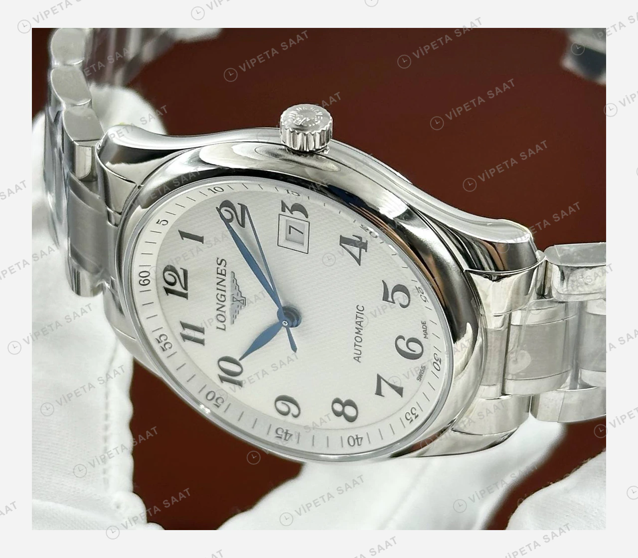 Longines Master Collection Beyaz Arabik Çelik Super Clone ETA Eta Saat karşıdan görünüm