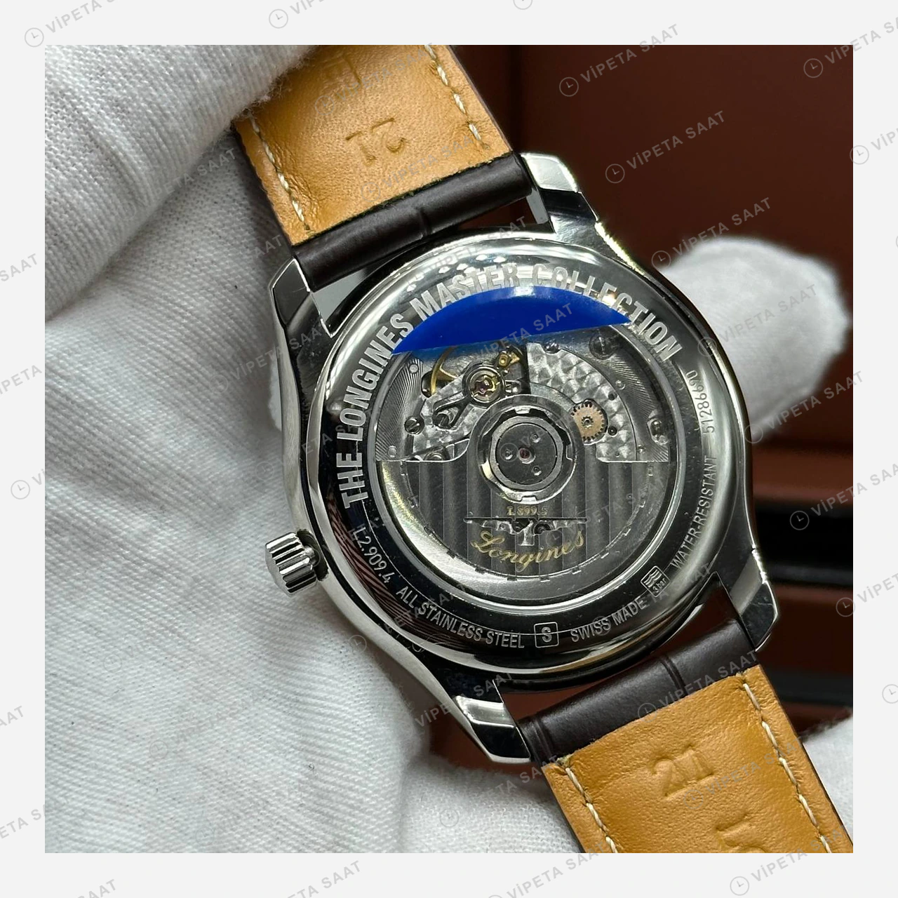 Longines Master Collection Beyaz Arabik Güç Göstergeli Deri Super Clone ETA Eta Saat detay 5
