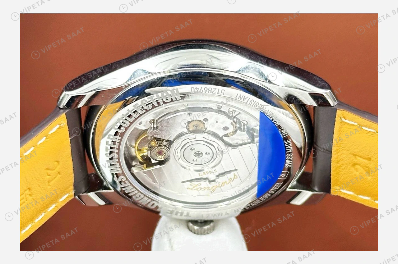 Longines Master Collection Beyaz Ay Evreli Deri Gündüz Super Clone ETA Eta Saat yan görünüm