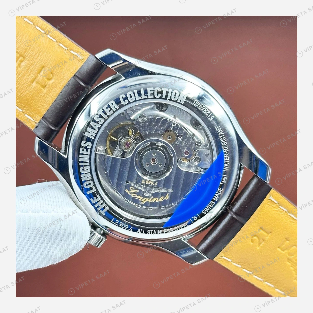 Longines Master Collection Beyaz Ay Evreli Deri Gündüz Super Clone ETA Eta Saat detay 3