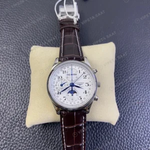 Longines Master Collection Beyaz Kadran Kahverengi Deri Super Clone Eta Saat görünüm 3