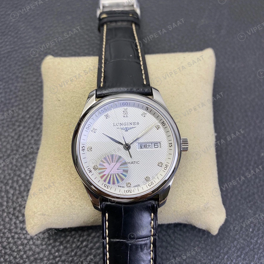 Longines Master Collection Gumus Kadran Siyah Deri Kordon Super Clone Eta Eta Saat detay 5