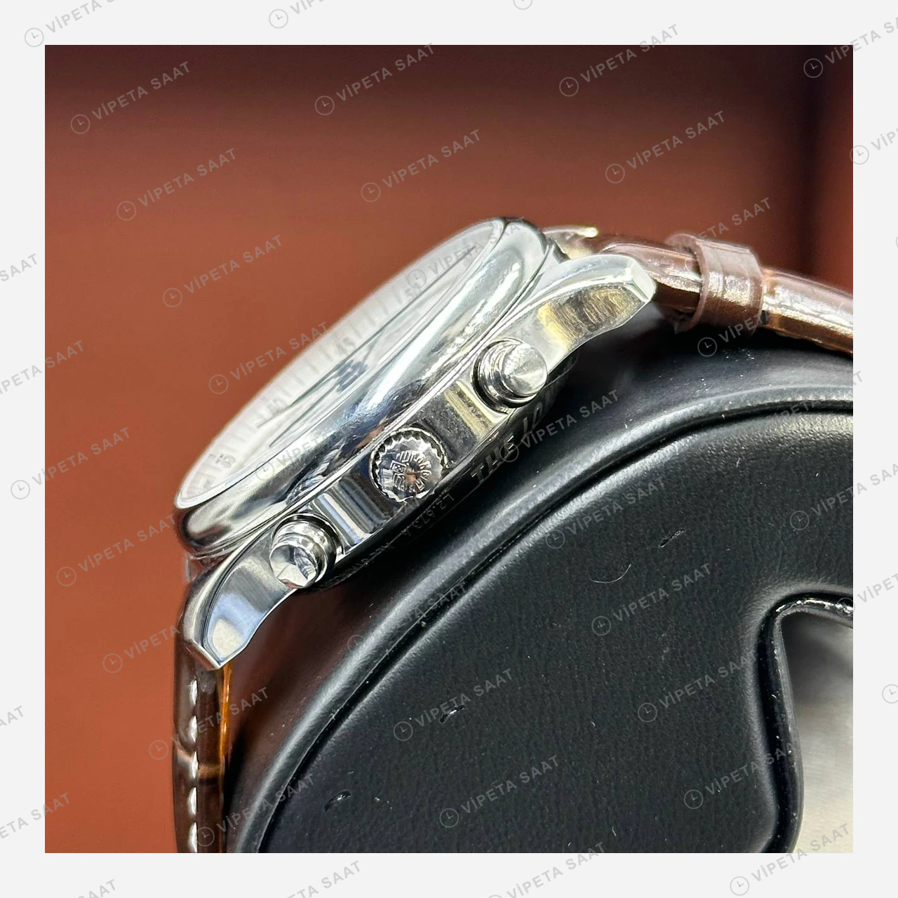 Longines Master Collection Krem Kronograf Ay Evreli Deri Super Clone ETA Eta Saat detay 6