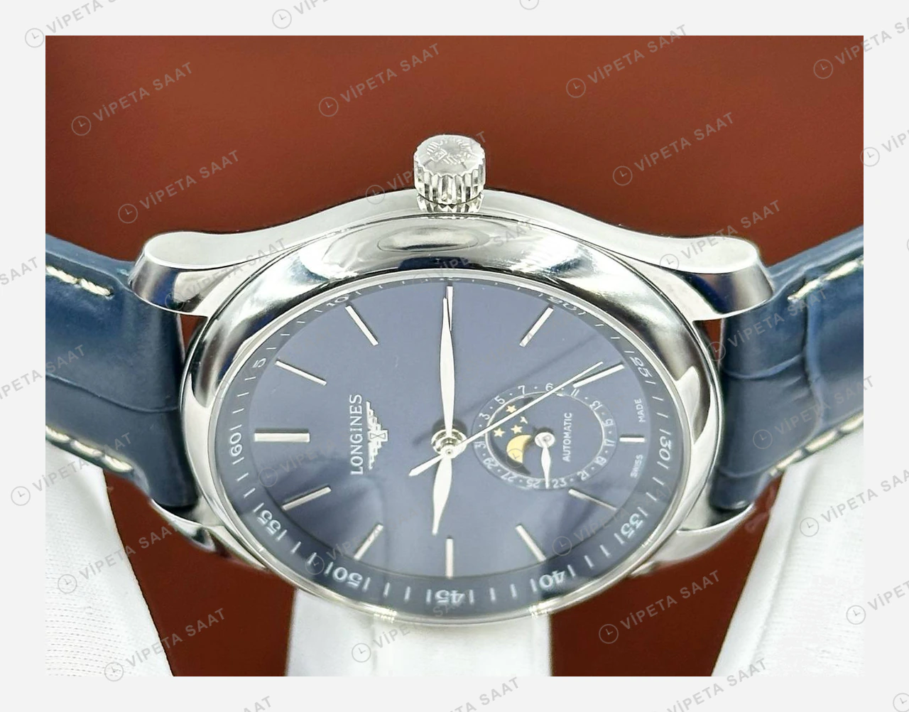 Longines Master Collection Mavi Ay Evreli Deri Super Clone ETA Eta Saat detay 3