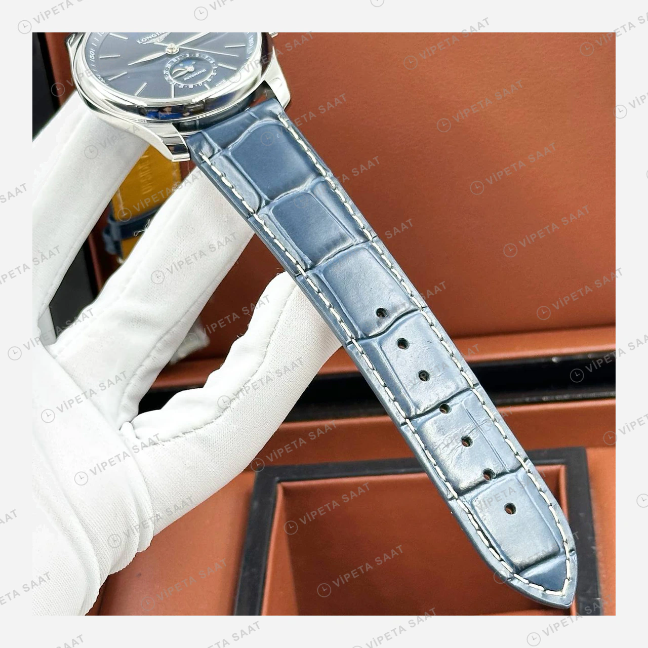 Longines Master Collection Mavi Ay Evreli Deri Super Clone ETA Eta Saat detay 6