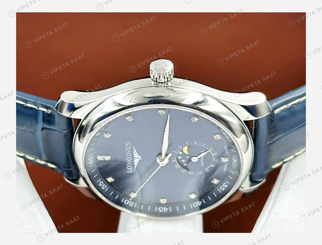 Longines Master Collection Mavi Kadran Deri Super Clone ETA Eta Saat yan görünüm