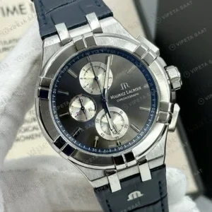 Maurice Lacroix Aikon Gri Kronograf Deri Super Clone ETA Saat detay 8