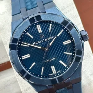 Maurice Lacroix Aikon Mavi Kadran Kauçuk Dokulu Parlak Super Clone ETA Saat detay 6