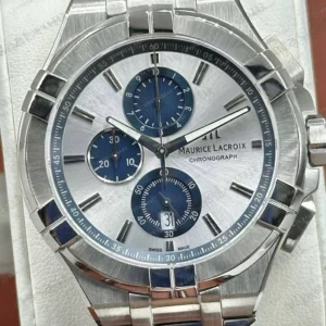 Maurice Lacroix Aikon Mavi Kronograf Çelik Parlak Super Clone ETA Saat detay 3