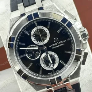 Maurice Lacroix Aikon Mavi Kronograf Gri Kauçuk Super Clone ETA Saat detay 5