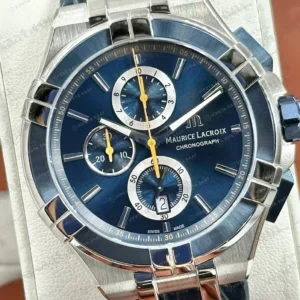 Maurice Lacroix Aikon Mavi Kronograf Kauçuk Parlak Super Clone ETA Saat detay 5