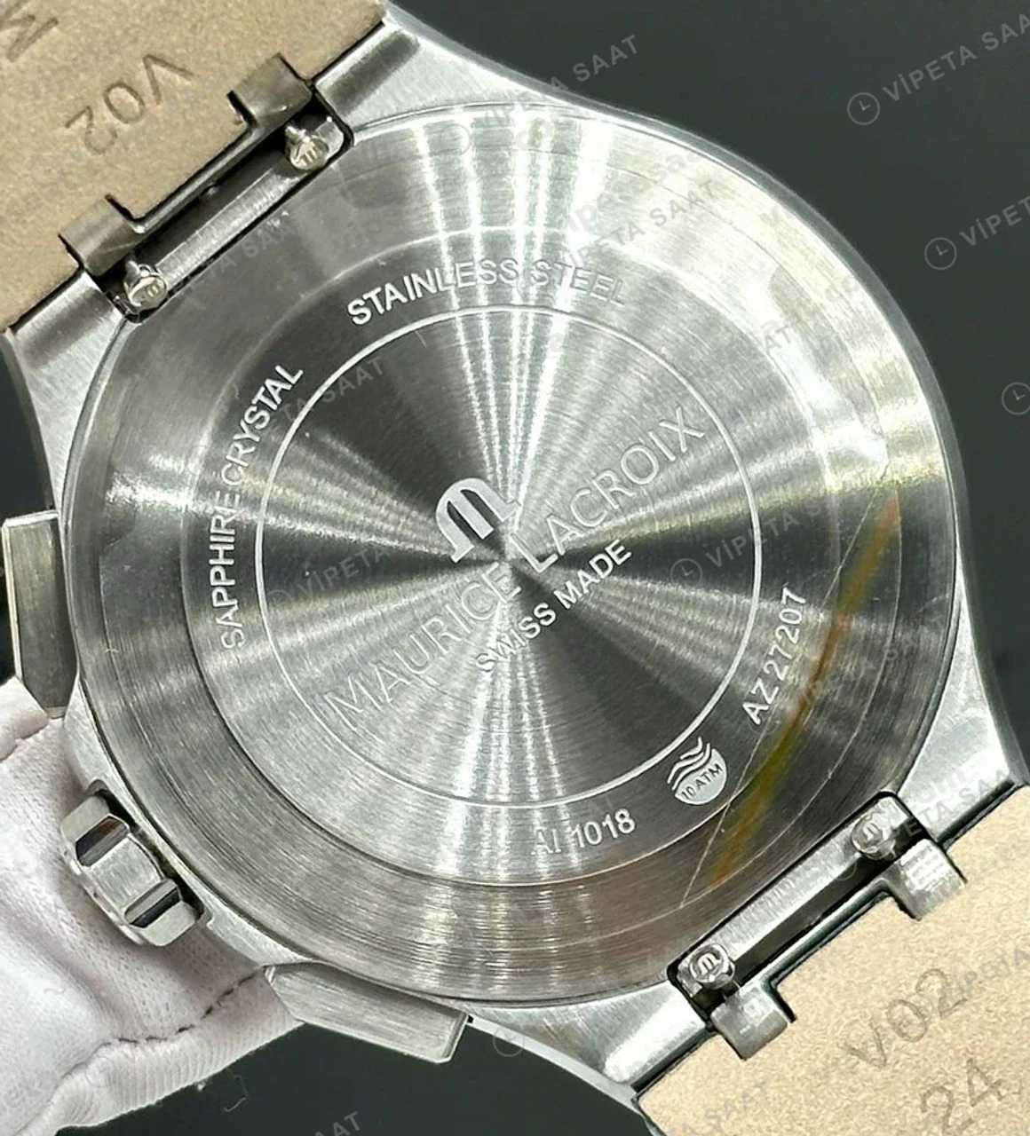 Maurice Lacroix Aikon Mavi Kronograf Kauçuk Super Clone ETA Saat detay 5