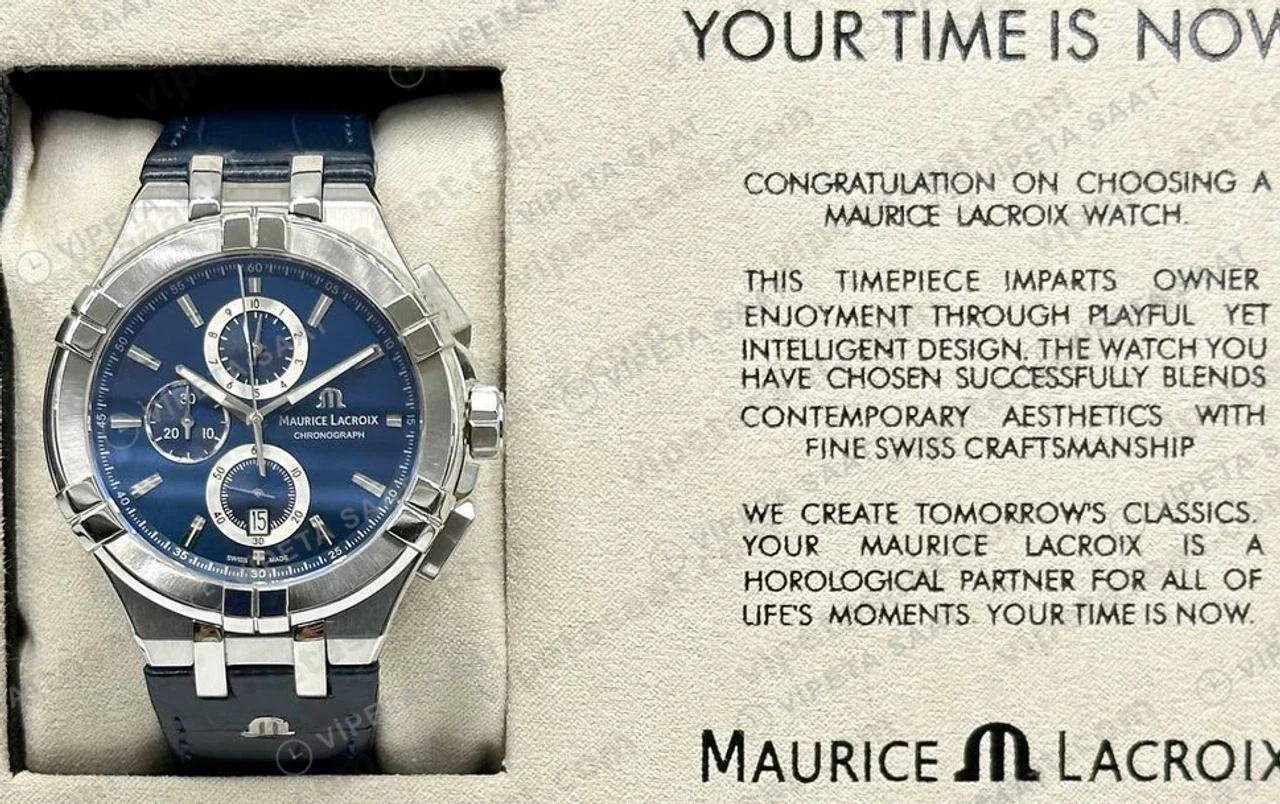 Maurice Lacroix Aikon Mavi Kronograf Kauçuk Super Clone ETA Saat detay 7