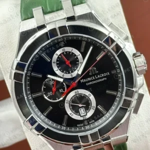 Maurice Lacroix Aikon Mavi Kronograf Yeşil Kauçuk Super Clone ETA Saat detay 6