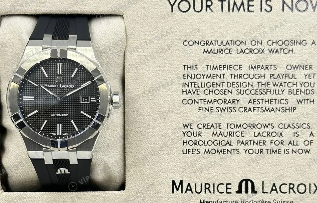 Maurice Lacroix Aikon Siyah Kadran Kauçuk Dokulu Super Clone ETA Saat detay 7