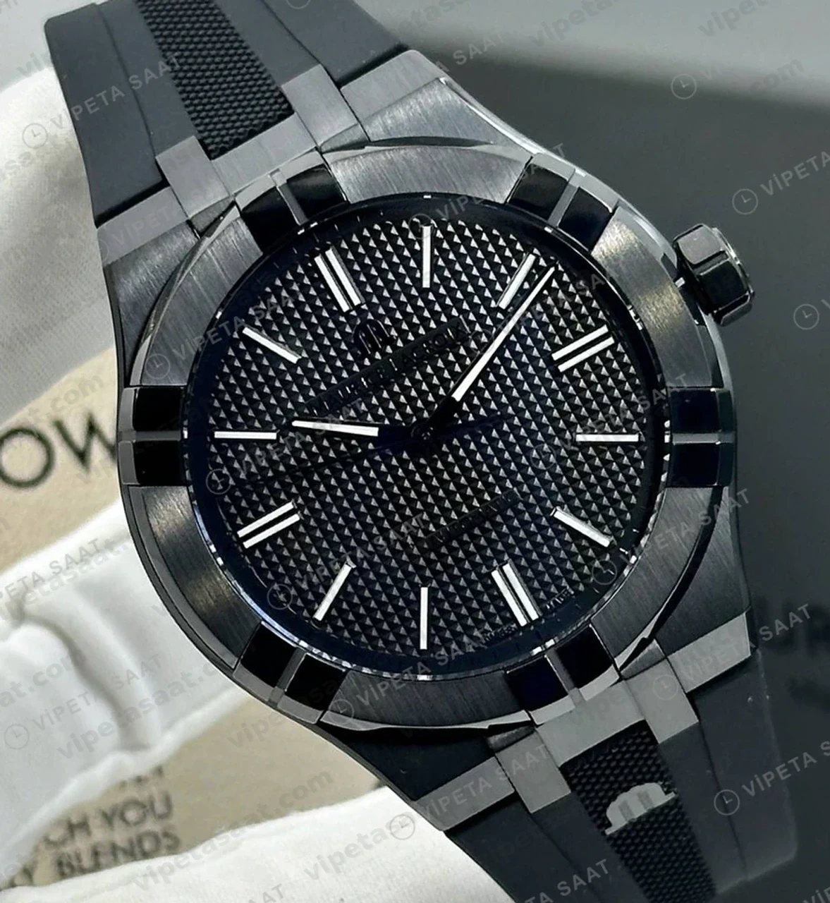 Maurice Lacroix Aikon Siyah Kadran Kauçuk Düz Super Clone ETA Saat detay 4