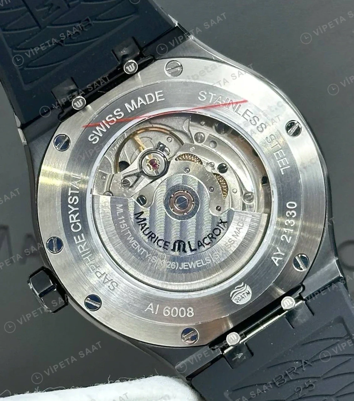 Maurice Lacroix Aikon Siyah Kadran Kauçuk Düz Super Clone ETA Saat detay 6