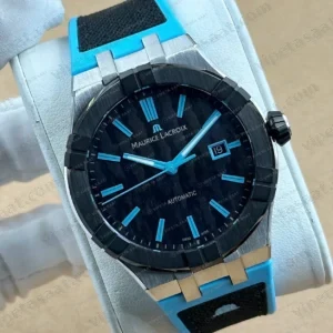 Maurice Lacroix Aikon Siyah Kadran Mavi Kauçuk Super Clone ETA Saat detay 4