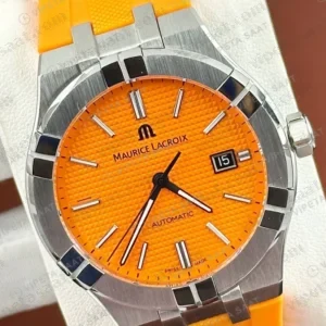 Maurice Lacroix Aikon Turuncu Kadran Kauçuk Parlak Super Clone ETA Saat detay 5