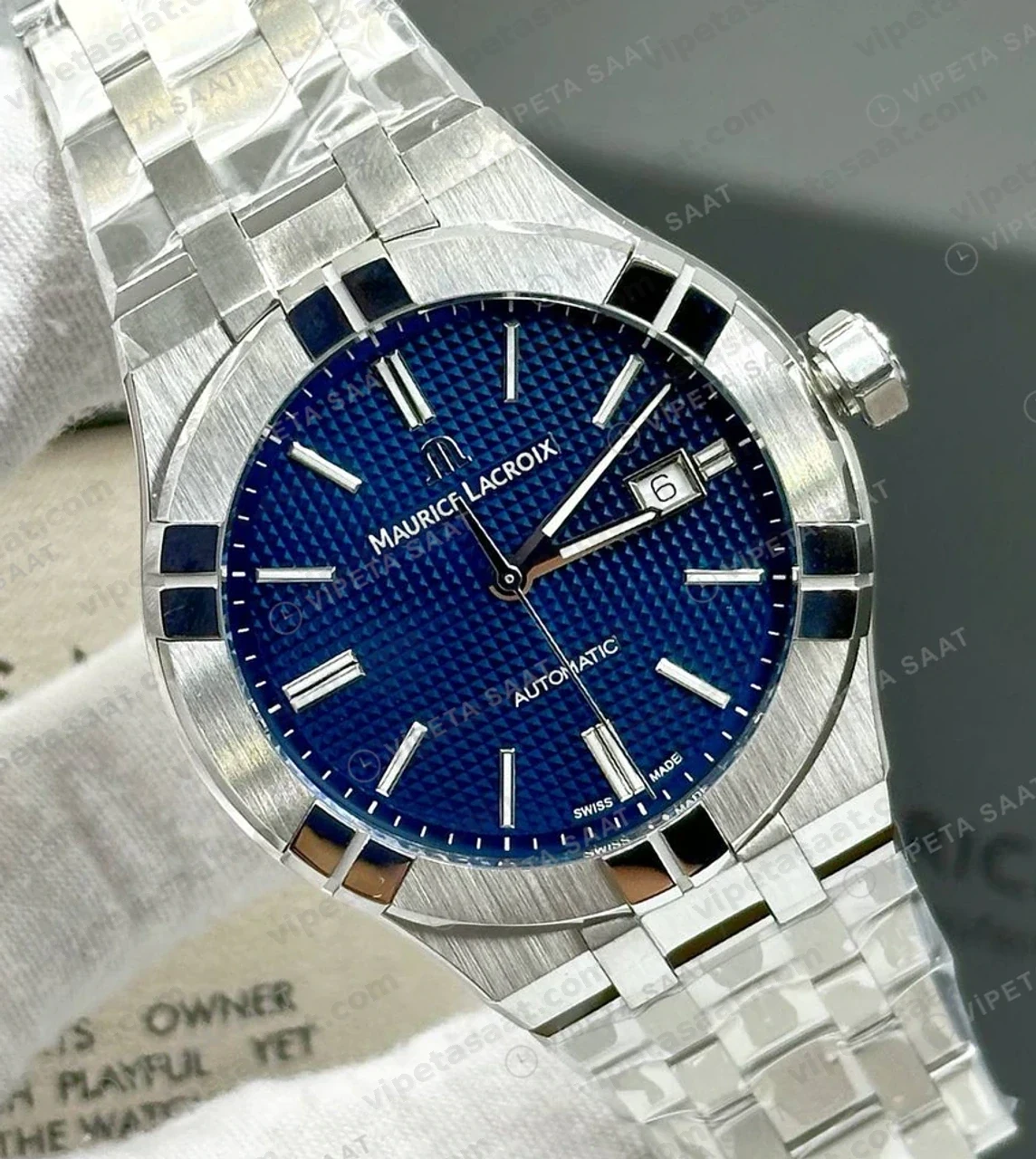 Maurice Lacroix Aikon Venturer Mavi Kadran Çelik Dalış Super Clone ETA Saat detay 6