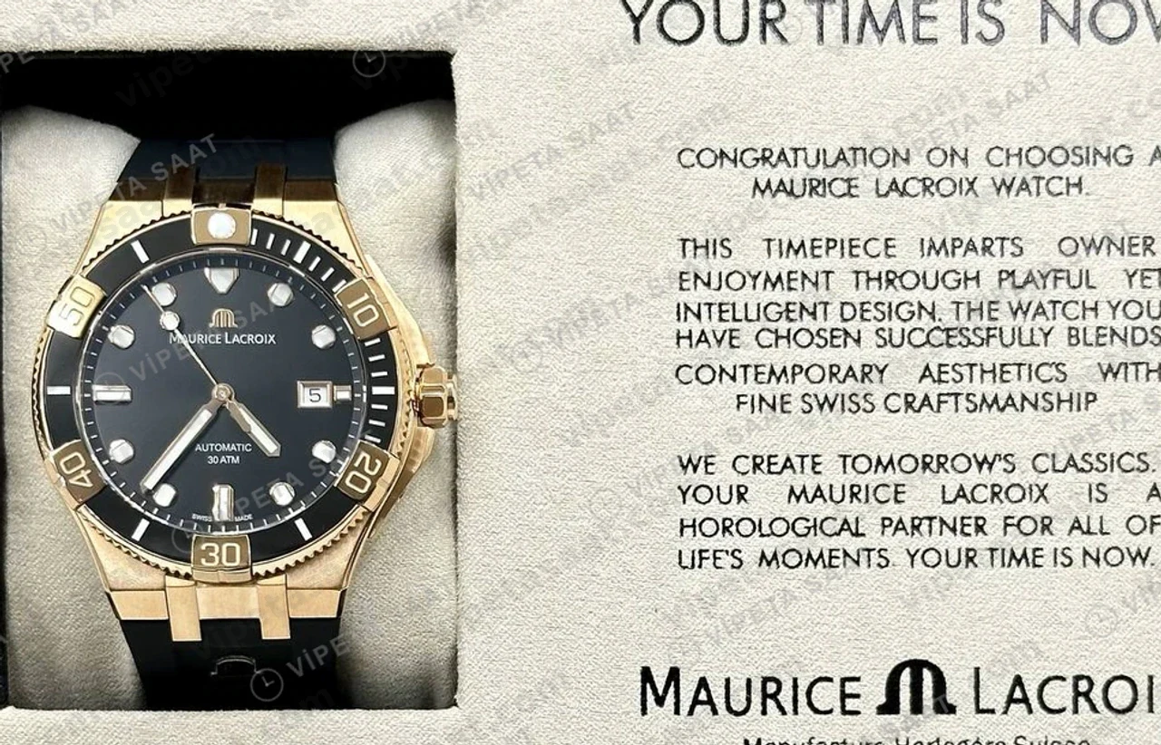 Maurice Lacroix Aikon Venturer Rose Siyah Dalış Kauçuk Super Clone ETA Saat detay 7