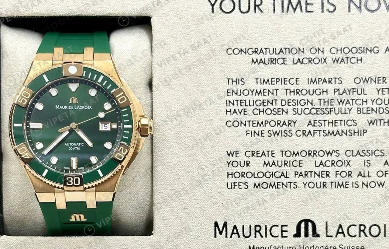 Maurice Lacroix Aikon Venturer Rose Yeşil Dalış Kauçuk Super Clone ETA Saat detay 7