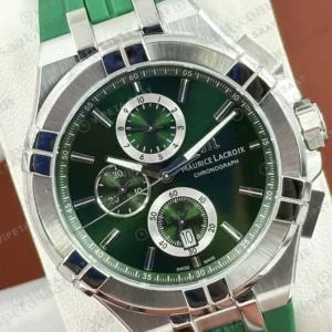 Maurice Lacroix Aikon Yeşil Kronograf Kauçuk Parlak Super Clone ETA Saat detay 6