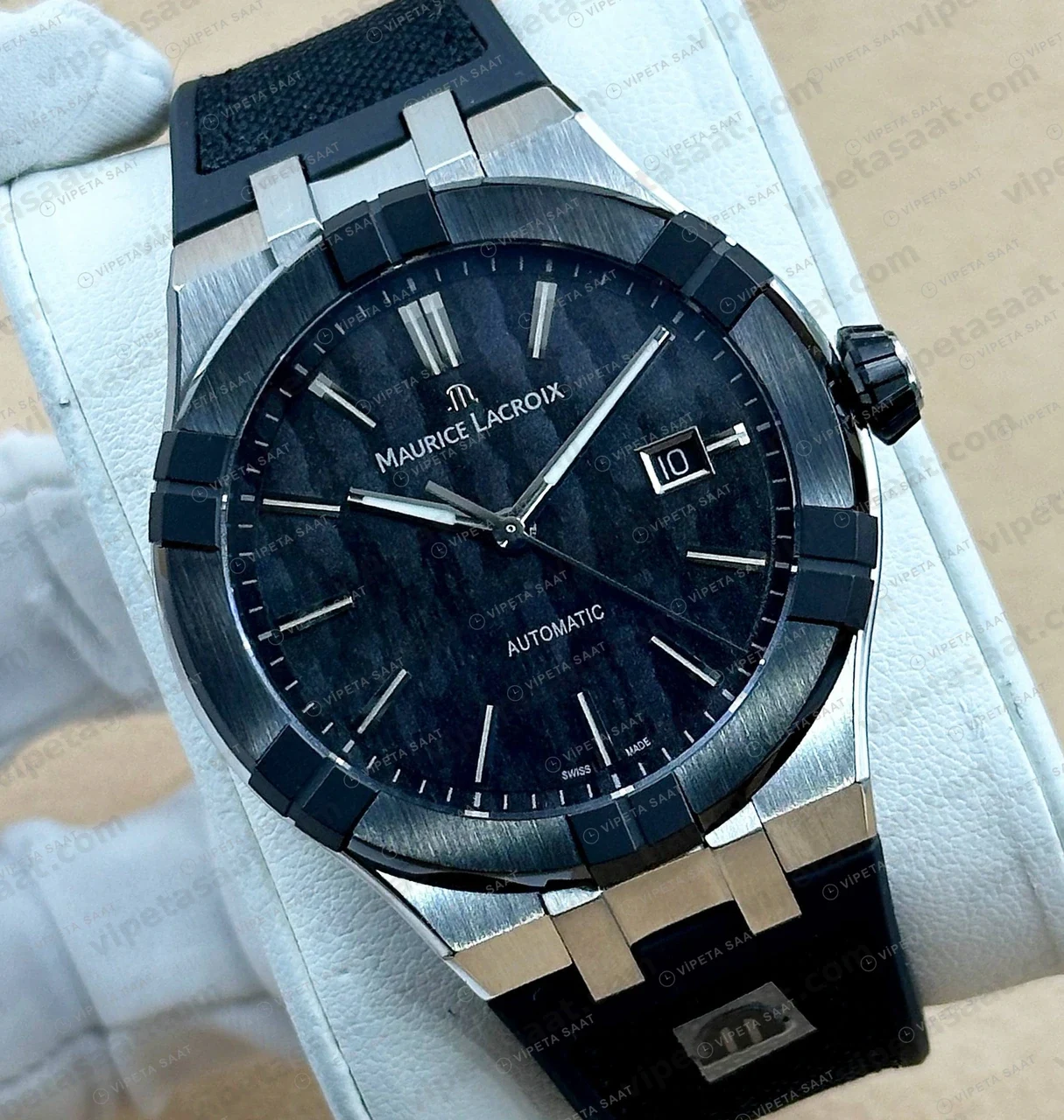 Maurice Lacroix Pontos Mavi Kadran Çelik Dalış Super Clone ETA Saat detay 5