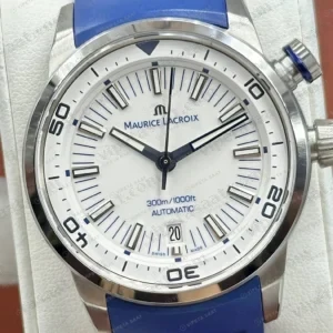 Maurice Lacroix Pontos S Beyaz Dalış Mavi Kauçuk Super Clone ETA Saat detay 4