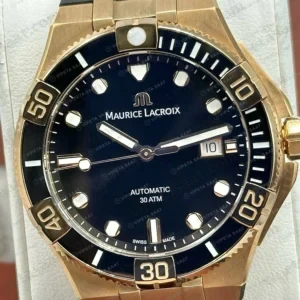 Maurice Lacroix Pontos S Rose Siyah Dalış Kahve Kauçuk Super Clone ETA Saat detay 6