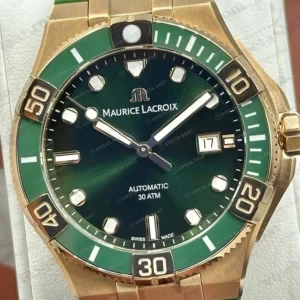 Maurice Lacroix Pontos S Rose Yeşil Dalış Kauçuk Super Clone ETA Saat detay 6