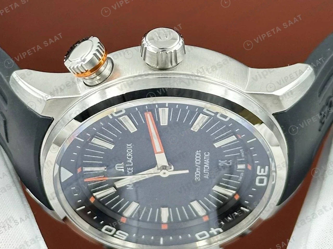 Maurice Lacroix Pontos S Siyah Kadran Dalış Kauçuk Super Clone ETA Saat detay 3