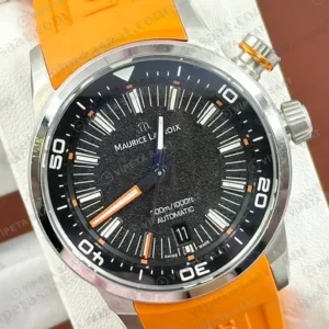 Maurice Lacroix Pontos S Siyah Kadran Turuncu Kauçuk Gece Super Clone ETA Saat detay 5