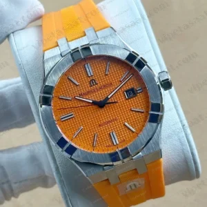 Maurice Lacroix Pontos S Siyah Kadran Turuncu Kauçuk Parlak Super Clone ETA Saat detay 3