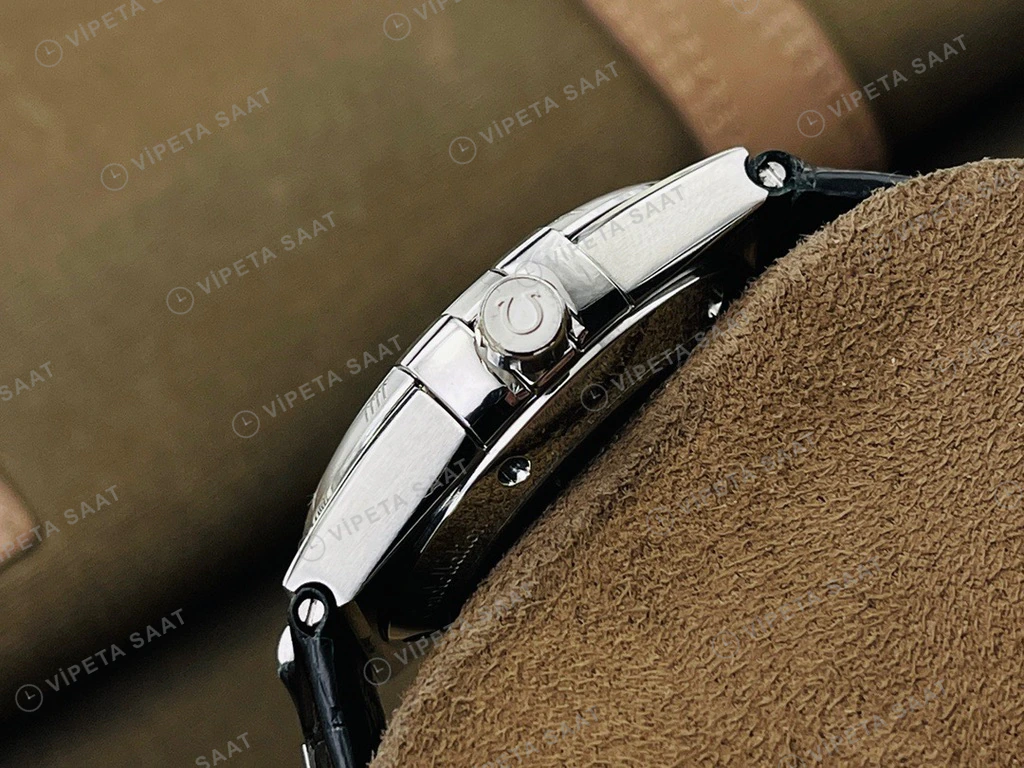 Omega Constellation Beyaz Kadran Celik Kasa Siyah Deri Super Clone Eta Eta Saat detay 7
