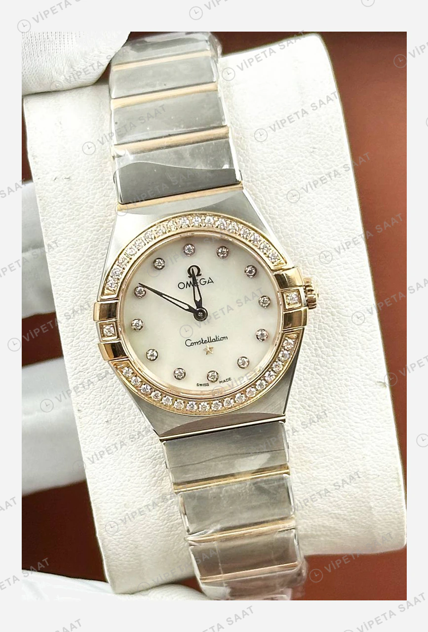 Omega Constellation Beyaz Sedef Pırlanta İki Renk Super Clone ETA Eta Saat detay 7