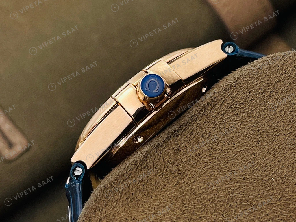 Omega Constellation Mavi Kadran Rose Kasa Mavi Deri Super Clone Eta Eta Saat detay 5