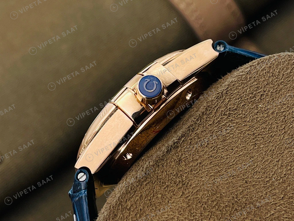 Omega Constellation Mavi Kadran Rose Kasa Mavi Deri Super Clone Eta Eta Saat detay 9